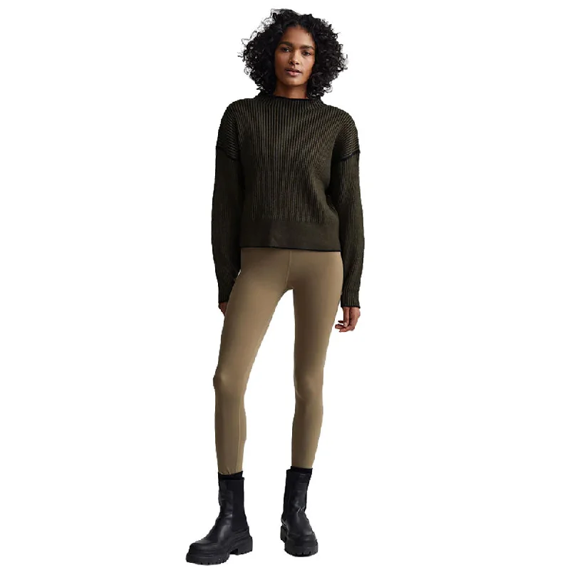 Varley Grant Knit Dark Olive Womens Sweater Embroidered Appliqued Beaded