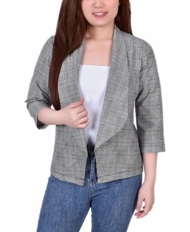 NY Collection Petite 3/4 Sleeve Ponte Jacket Rayon Jacket Velvet Jacket Corduroy Jacket