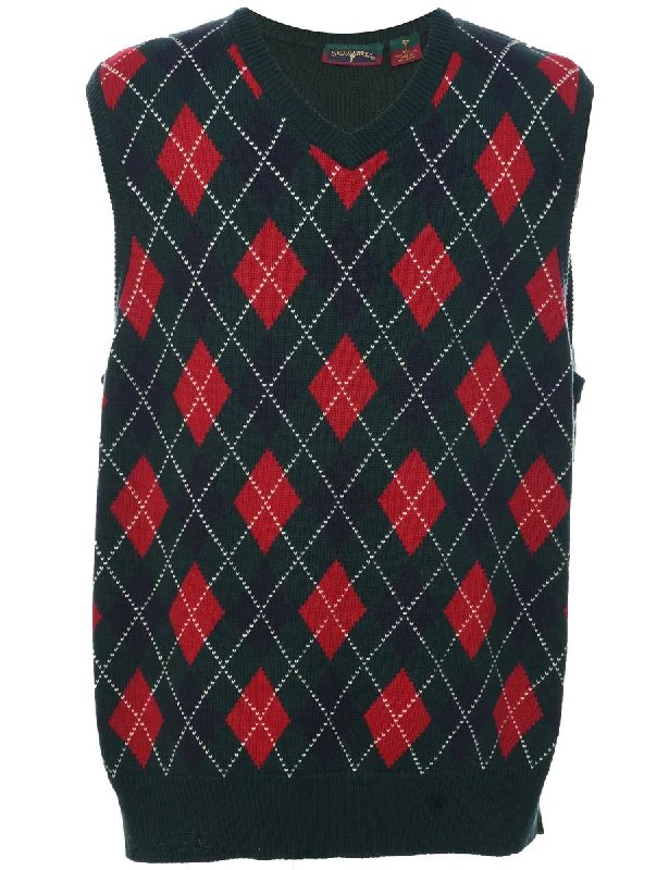 Saddlebred Argyle Sweater Vest - XL Bright Pastel Dark