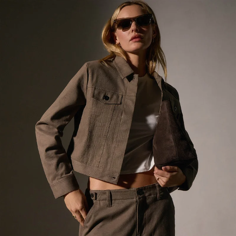 Cashmere Touch Jacket - Mushroom Front Pockets Side Pockets Patch Pockets