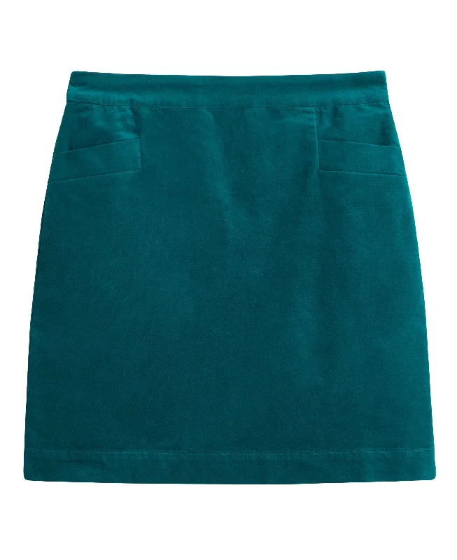 Coral Velvet Skirt - Bright Teal floral skirt print