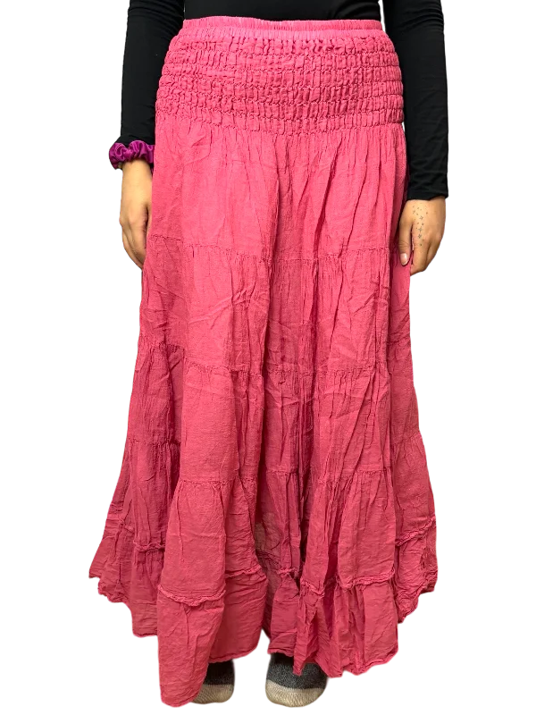 Deep Rose Cotton Voile Tiered Skirt denim skirt trendy