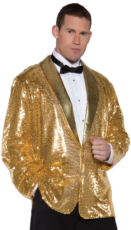 Cabaret Mens Plus Size Gold Sequinned Costume Jacket Notch Collar Peter Pan Collar Cowl Neck Cabaret Mens Plus Size Gold Sequinned Costume Jacket Notch Collar Peter Pan Collar Cowl Neck