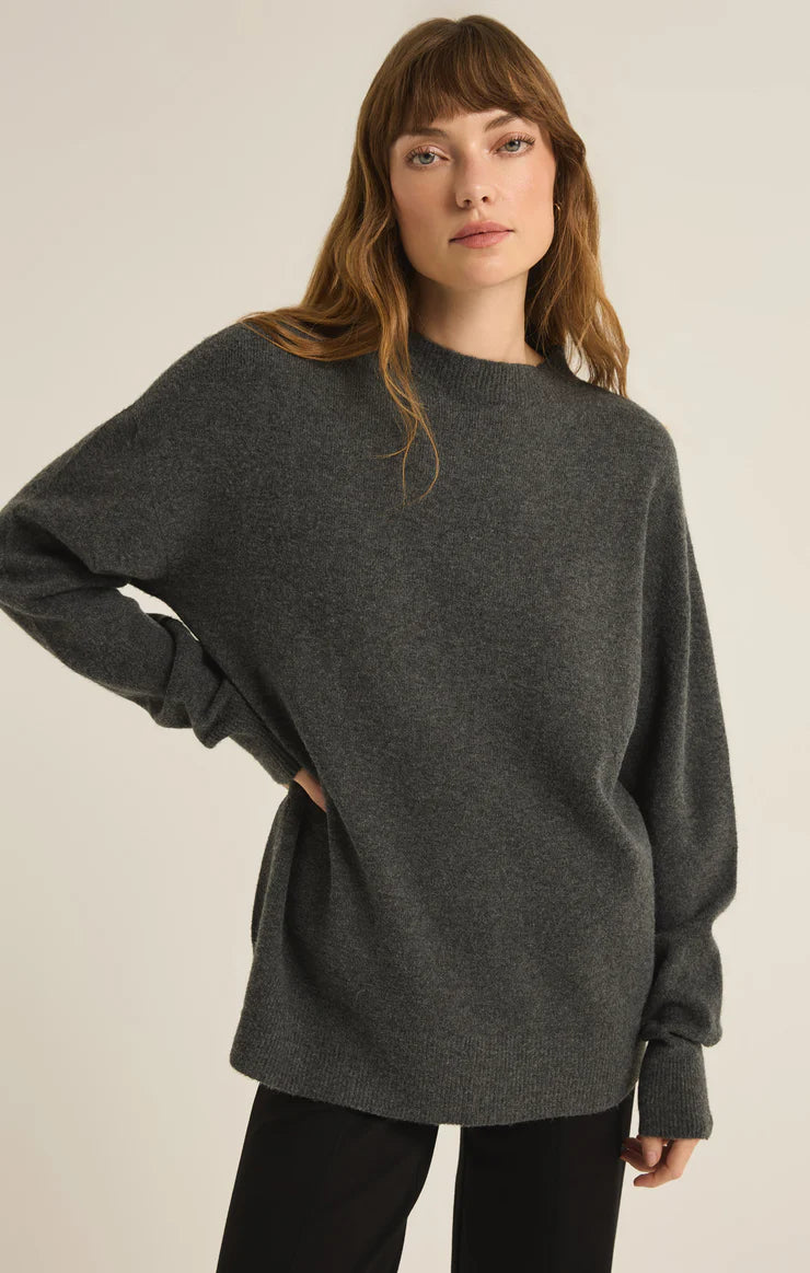 Z Supply - Gia Crew Neck Sweater Mesh Fabric Canvas Fabric Denim Fabric