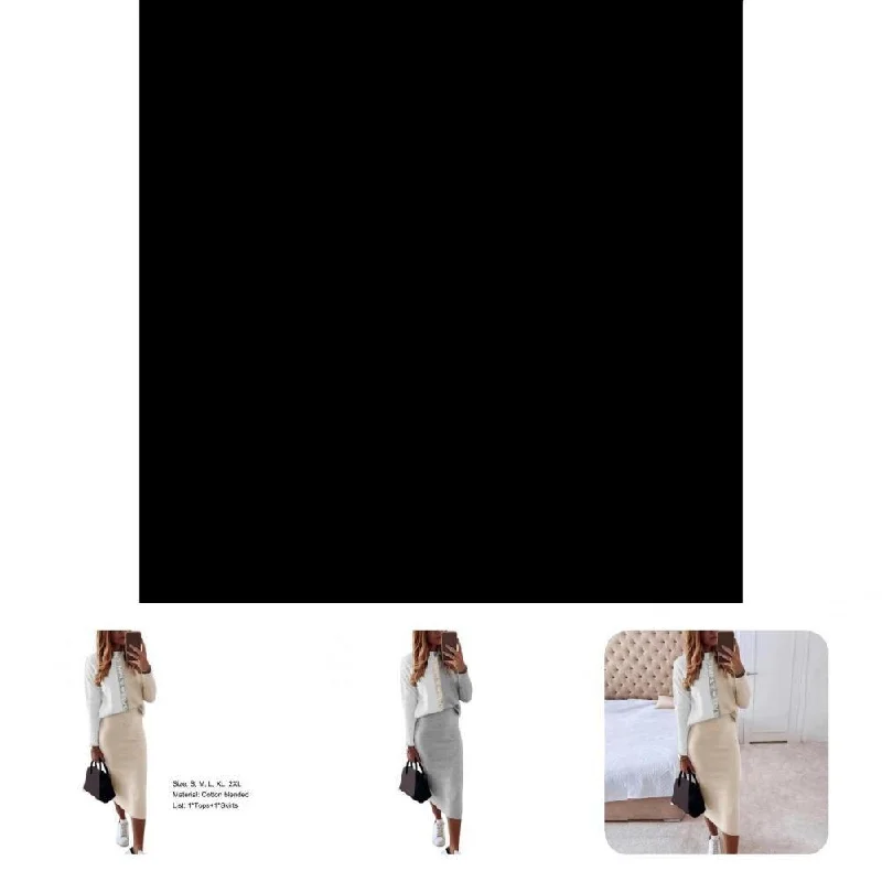 1 Set Popular Crew Neck Pullover High Waist Skirt Bodycon Skirt Set Streetwear Warm velvet skirt luxurious 1 Set Popular Crew Neck Pullover High Waist Skirt Bodycon Skirt Set Streetwear Warm velvet skirt luxurious