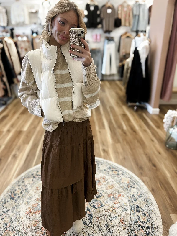 In Full Swing Brown Maxi Skirt breathable skirt fabric