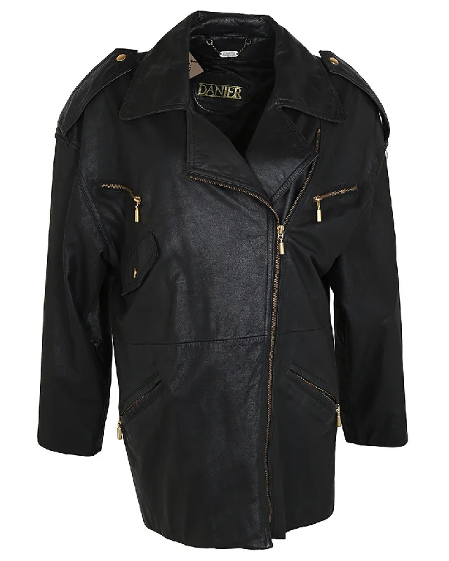 90s Danier Black Leather Biker Jacket - S Print Jacket Jacquard Jacket Embroidered Jacket 90s Danier Black Leather Biker Jacket - S Print Jacket Jacquard Jacket Embroidered Jacket