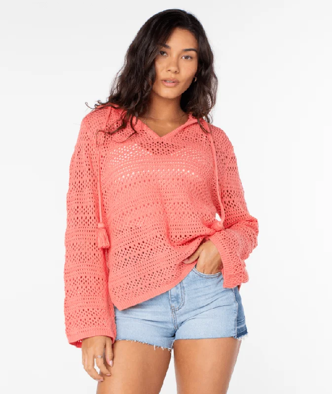 Roxy Womens Sweater Hippie Love Solid Jersey Fabric Tulle Fabric Batik Fabric