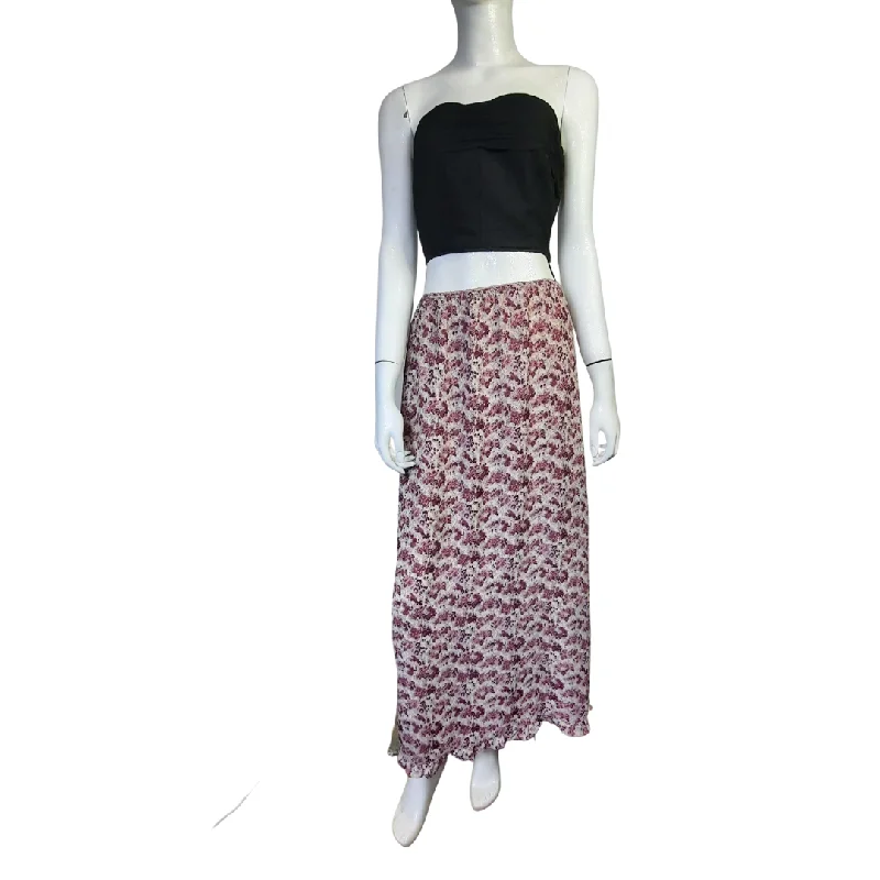 Kathy Ireland Floral Maxi Skirt Size L ribbed skirt waist