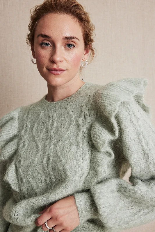 Women's green pattern knitted sweater Modern Contemporary Chic