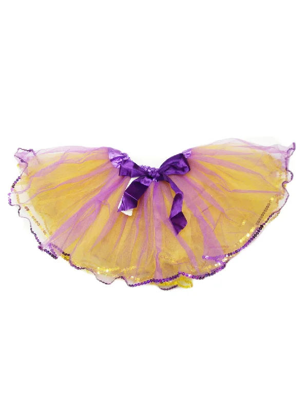 Little Girls Purple Yellow Sequin Trim Bow Tutu Skirt 2-4 chiffon skirt floaty