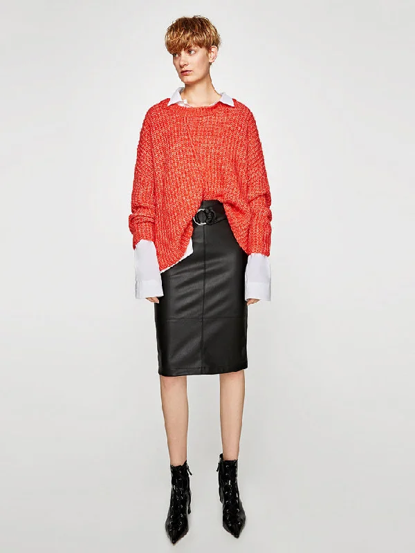 Fax Leather Skirt denim skirt durable