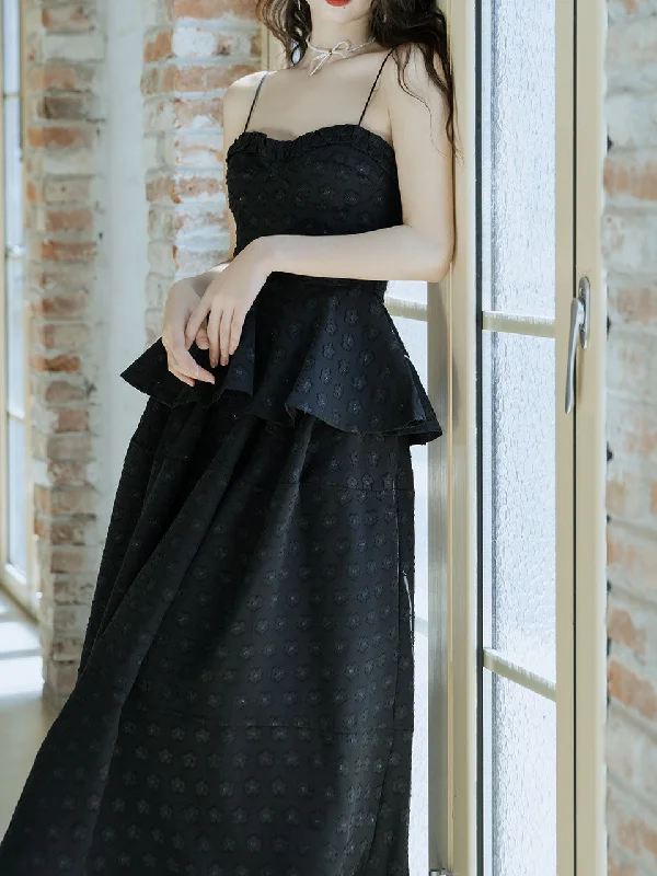 Gothic Jacquard Tunic Spaghetti Camisole Top With Swing Skirt Vintage Elegant Swing Suit velvet skirt luxury