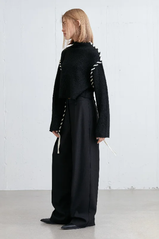 STITCH DETAIL TURTLENECK SWEATER Welt Pockets Slit Pockets Flap Pockets