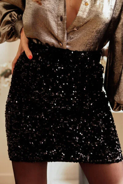 Blue Zone Planet |  Sequin Mini Skirt athletic skirt fit