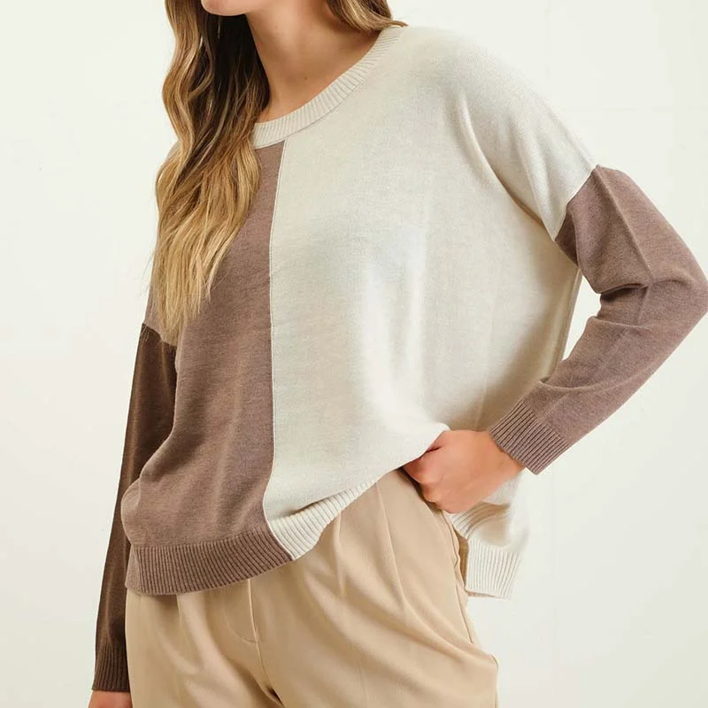 Color Block Sweater Beaded Sweater Sequined Faux Fur