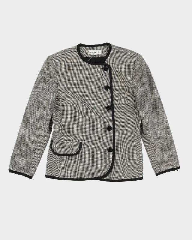 Christian Dior Black And White Dog Tooth Blazer Jacket - S Toggled Jacket Drawstring Jacket Belted Jacket Christian Dior Black And White Dog Tooth Blazer Jacket - S Toggled Jacket Drawstring Jacket Belted Jacket