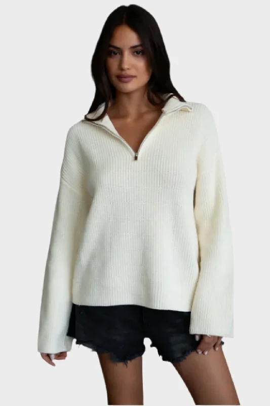 TIC TOC - "LIISA" Oversized Zip Sweater Stretchy Elastic Breathable