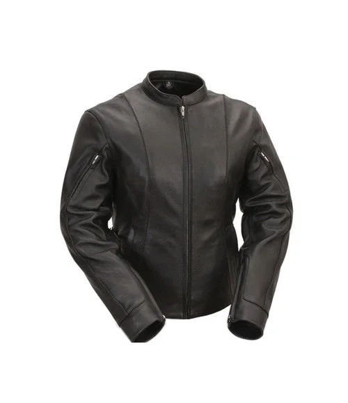 Women's Side Buckle Racer Jacket Welt Pockets Slit Pockets Flap Pockets