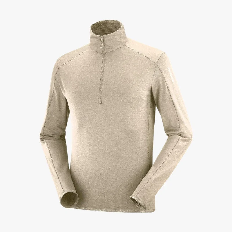 Salomon Womens Kabru 1/4 Zip Sweater Taupe Nylon Fabric Polyester Fabric Spandex Fabric