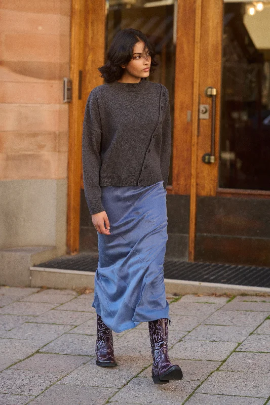FIJI MAXI SKIRT BLUE button skirt front
