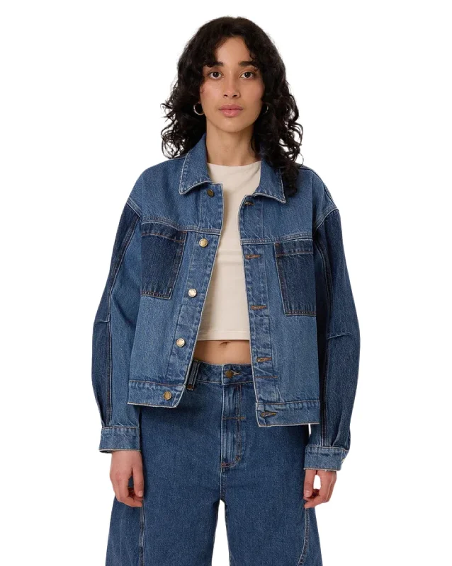 Womens Bailey Jacket - Two Tone Blue Print Jacket Jacquard Jacket Embroidered Jacket Womens Bailey Jacket - Two Tone Blue Print Jacket Jacquard Jacket Embroidered Jacket