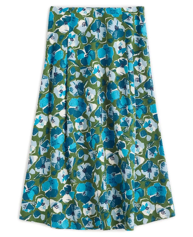 Swallow Hill Printed A-Line Skirt - Paper Hellebores Forest Green maxi skirt elegant