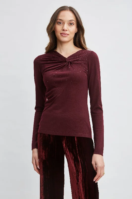 Crystal Knot Wool Sweater Graphic Sweater Embroidered Appliqued