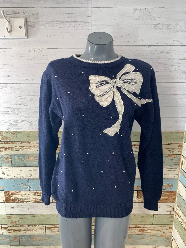80s Bow Detail Sweater Cashmere Blend Cotton Blend Poly Blend