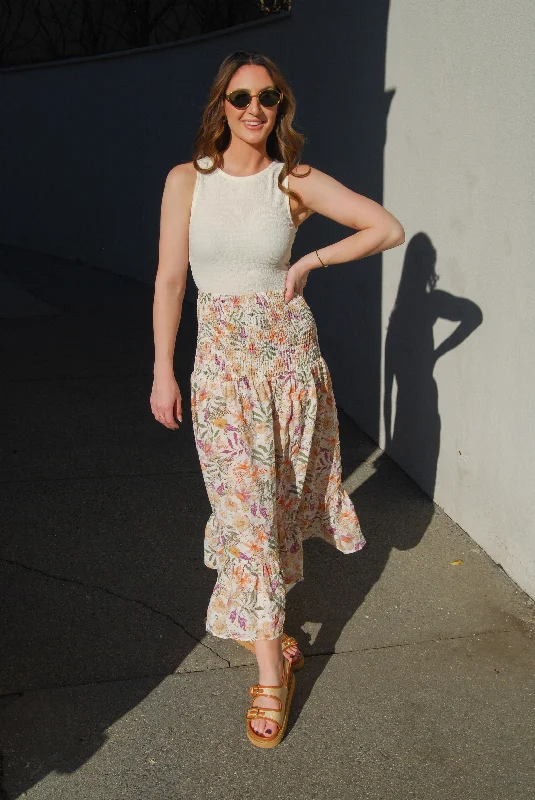 Time To Bloom Convertible Skirt silk skirt smooth