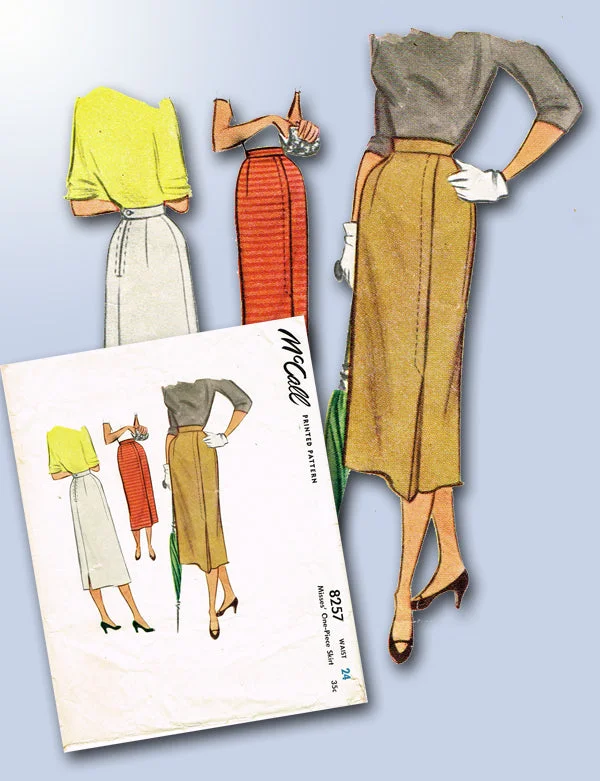 1950s Vintage McCalls Sewing Pattern 8257 Uncut Misses Slender Skirt Size 24 W silk skirt elegant 1950s Vintage McCalls Sewing Pattern 8257 Uncut Misses Slender Skirt Size 24 W silk skirt elegant