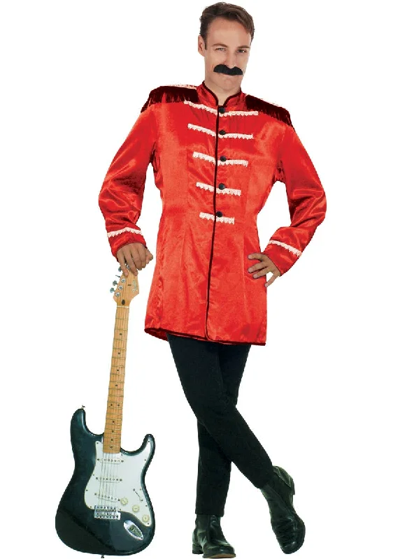 Beatles Inspired Mens Red British Costume Jacket Zippered Front Buttoned Front Snap Front Beatles Inspired Mens Red British Costume Jacket Zippered Front Buttoned Front Snap Front
