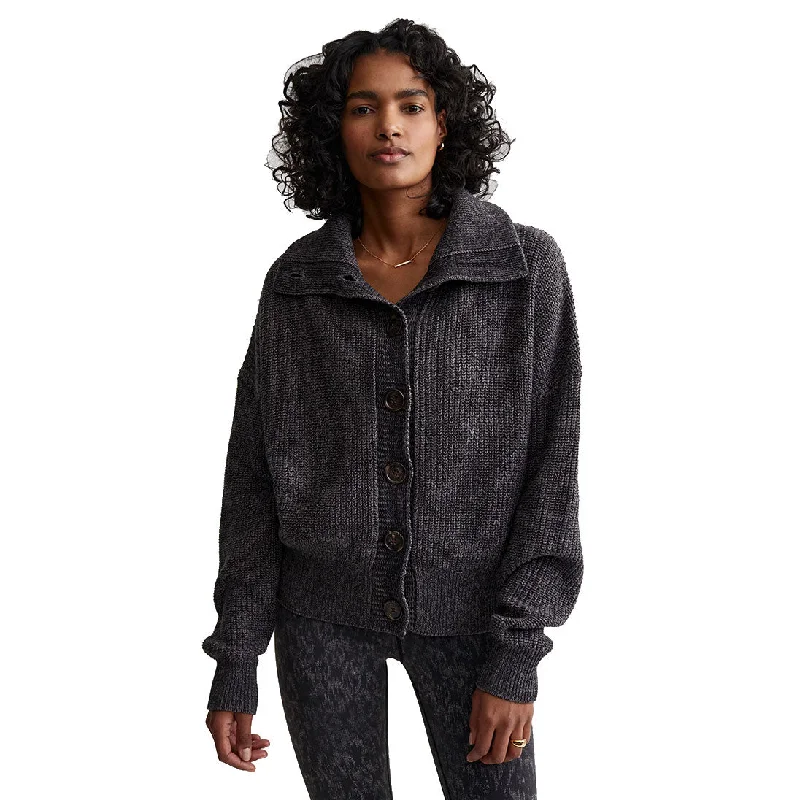 Varley Elwood Knit Deep Charcoal Speckle Womens Sweater Welt Pockets Slit Pockets Flap Pockets Varley Elwood Knit Deep Charcoal Speckle Womens Sweater Welt Pockets Slit Pockets Flap Pockets