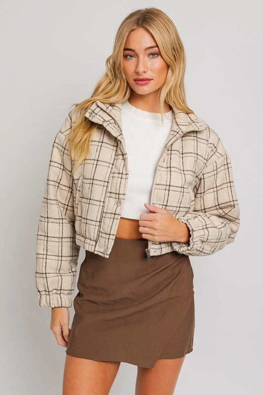 Boston Plaid Cropped Puffer Jacket - Final Sale Faux Fur Jacket Real Fur Jacket Shearling Jacket Boston Plaid Cropped Puffer Jacket - Final Sale Faux Fur Jacket Real Fur Jacket Shearling Jacket