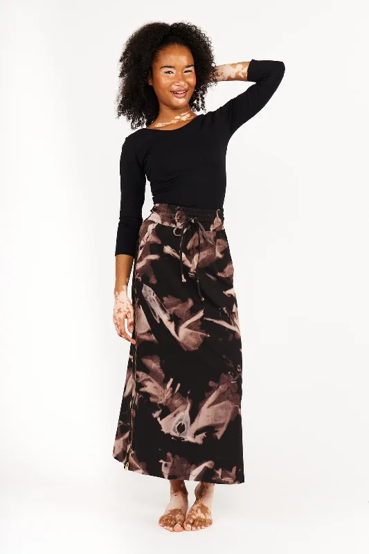 Trackie Midi Skirt Petite in Hujan Manis asymmetrical skirt cut
