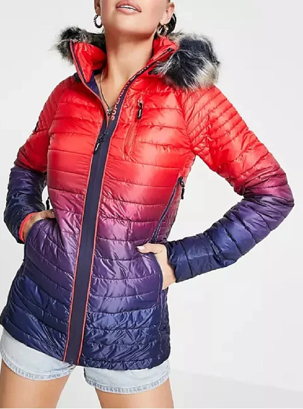 Superdry Women's Sport Power Ombre Padded Hoodie Jacket, Ink/Red, XS Tailored Jacket Straight Jacket A-Line Jacket Superdry Women's Sport Power Ombre Padded Hoodie Jacket, Ink/Red, XS Tailored Jacket Straight Jacket A-Line Jacket