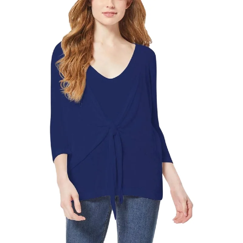 JONES NEW YORK - Tie Front Twofer Sweater Zippered Front Buttoned Front Snap Front