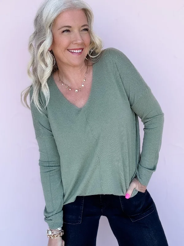 Plush Escape Sweater Top- FINAL SALE Front Pockets Side Pockets Patch Pockets