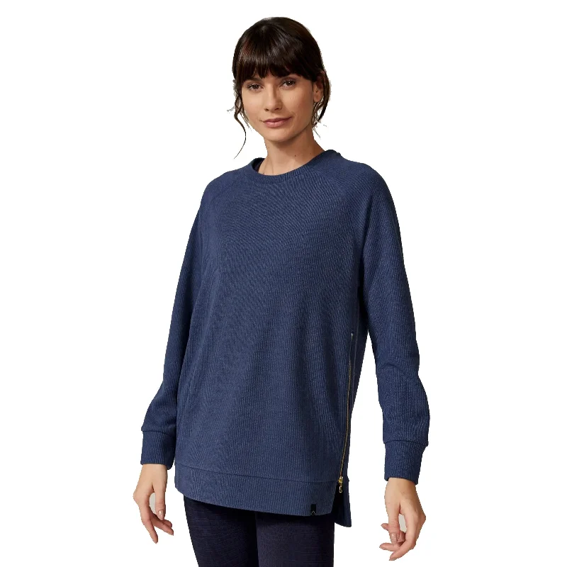 Varley Sierra Womens Knit Sweater Mesh Sweater Canvas Denim