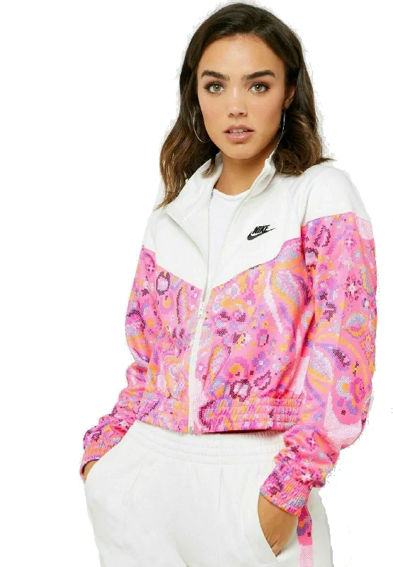 Nike Women's Sportswear Floral Printed Cropped Jacket, Pink, XS Collared Jacket Crew Neck Jacket Turtle Neck Jacket Nike Women's Sportswear Floral Printed Cropped Jacket, Pink, XS Collared Jacket Crew Neck Jacket Turtle Neck Jacket