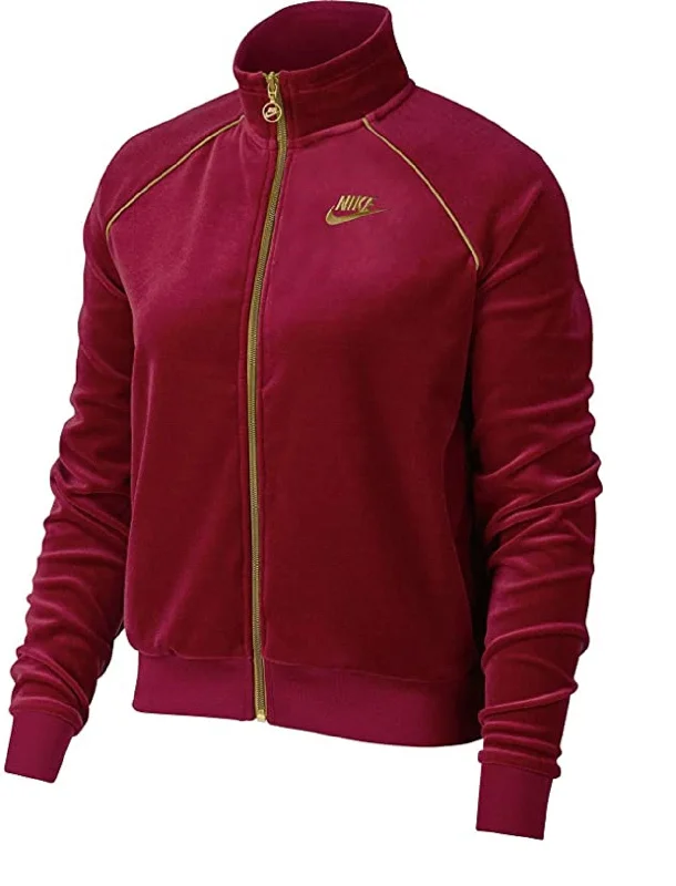 Nike Women's Sportswear Velour Track Jacket, Gold/ Red, XS Fitted Jacket Loose Jacket Oversized Jacket Nike Women's Sportswear Velour Track Jacket, Gold/ Red, XS Fitted Jacket Loose Jacket Oversized Jacket