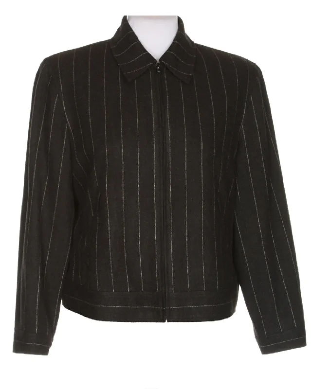 90s Emanuel Ungaro Grey Pinstripe Jacket - M Appliqued Jacket Beaded Jacket Sequined Jacket 90s Emanuel Ungaro Grey Pinstripe Jacket - M Appliqued Jacket Beaded Jacket Sequined Jacket