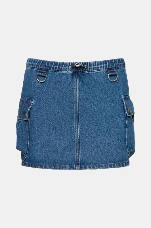 Denim Cargo Skirt in Washed Blue modal blend skirt
