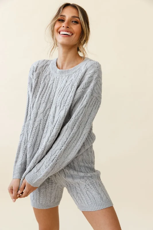Colorado Cable Knit Sweater Grey Anti-Pilling Anti-Shrink Durable