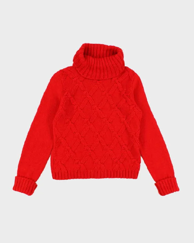 Vintage Women's Red Alpaca Roll Neck Sweater  -  M Casual Formal Business