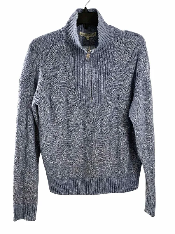 MAdison + Hudson Size M Blue White Heather Sweater Thin Thick Dense