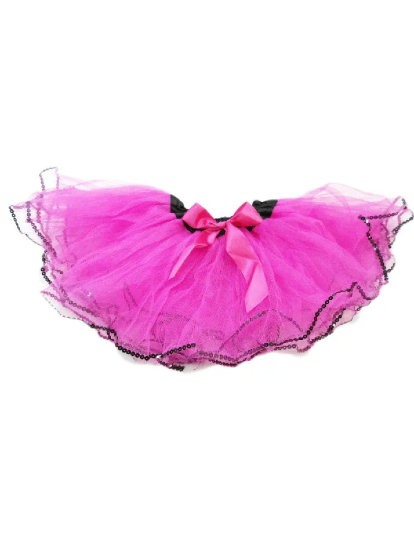 Little Girls Hot Pink Black Sequin Trim Tutu Skirt 2-4 corduroy skirt durable