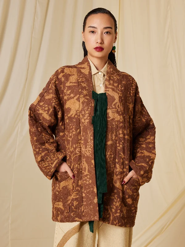 Quilted front open Jacket Notch Collar Jacket Peter Pan Collar Jacket Cowl Neck Jacket