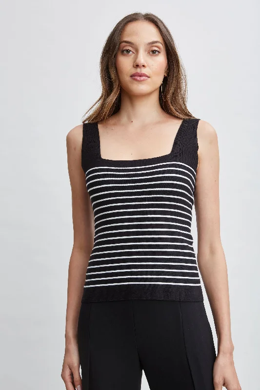 Stripe Square Neck Sweater Modern Contemporary Chic