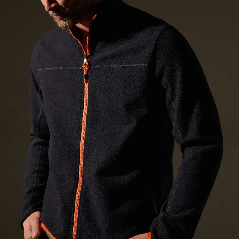 Brush Scuba Zip Front Sport Jacket - Black/Orange Wool Fabric Cashmere Fabric Tweed Fabric Brush Scuba Zip Front Sport Jacket - Black/Orange Wool Fabric Cashmere Fabric Tweed Fabric